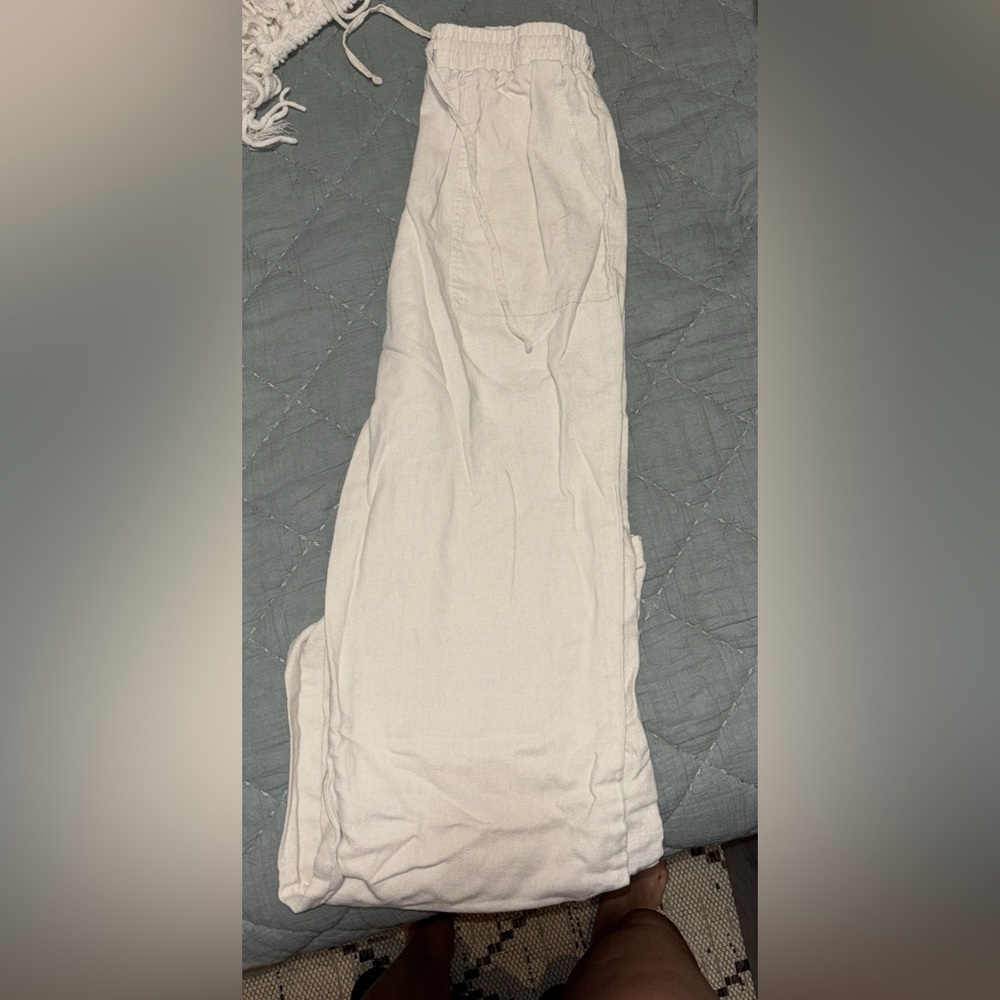 Beige linen pants